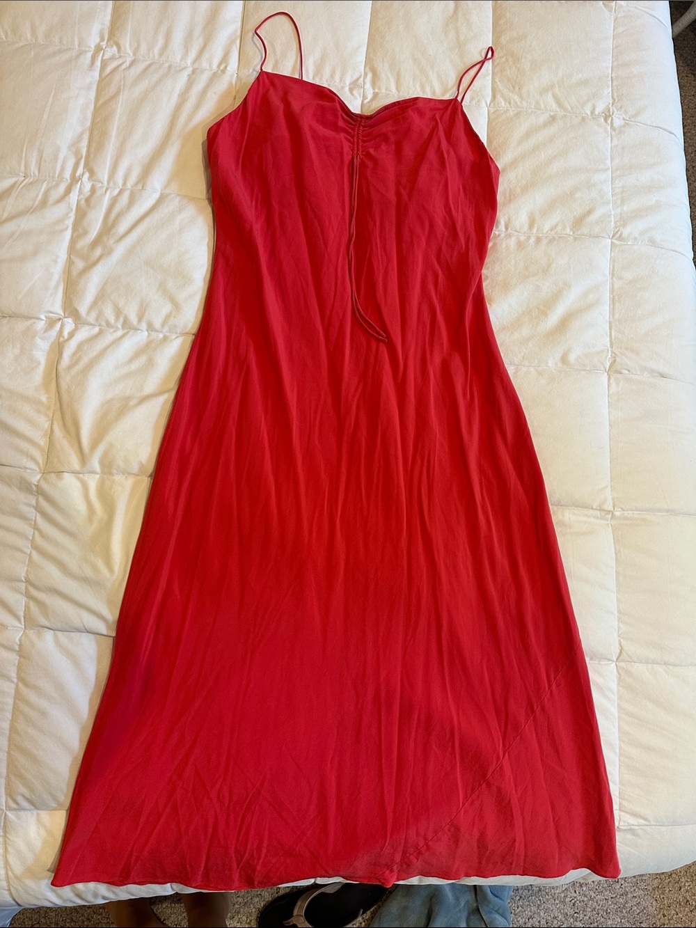 Theory Red Slip Maxi Dress with Spaghetti Straps